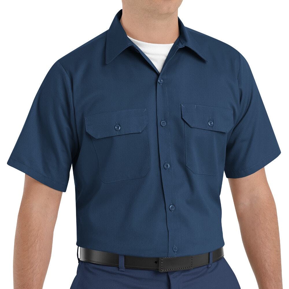 Red Kap Men's Short Sleeve Utility Uniform Shirt in Navy Size Medium